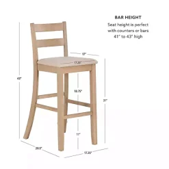 Outlet Kirklands Home Rustic Graywash Wood Upholstered Bar Stool Brown