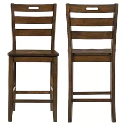 Outlet Kirklands Home Rustic Oak Wood Quinby Counter Stools, Set of 2 Brown