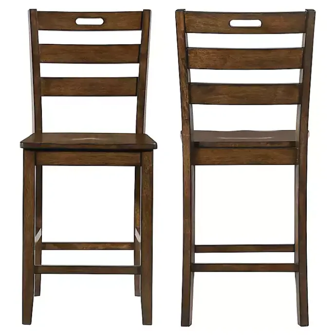 Outlet Kirklands Home Rustic Oak Wood Quinby Counter Stools, Set of 2 Brown