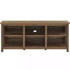 Hot Kirklands Home Rustic Oak Wood Slatted Sides Media Cabinet Brown