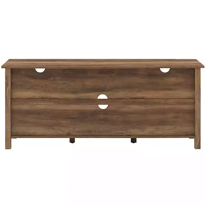 Hot Kirklands Home Rustic Oak Wood Slatted Sides Media Cabinet Brown