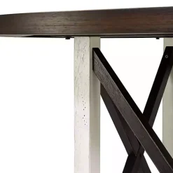 Best Kirklands Home Rustic White & Oak Wood Round Dining Table Brown