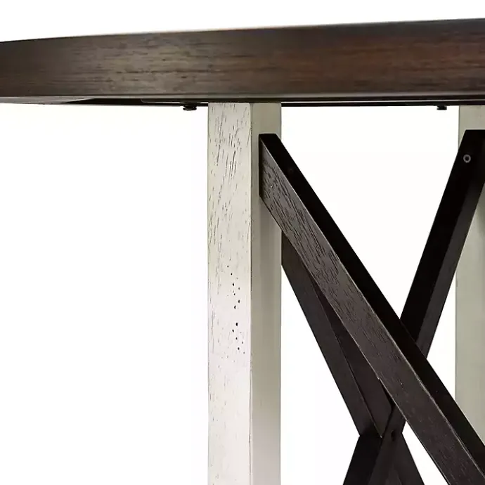 Best Kirklands Home Rustic White & Oak Wood Round Dining Table Brown