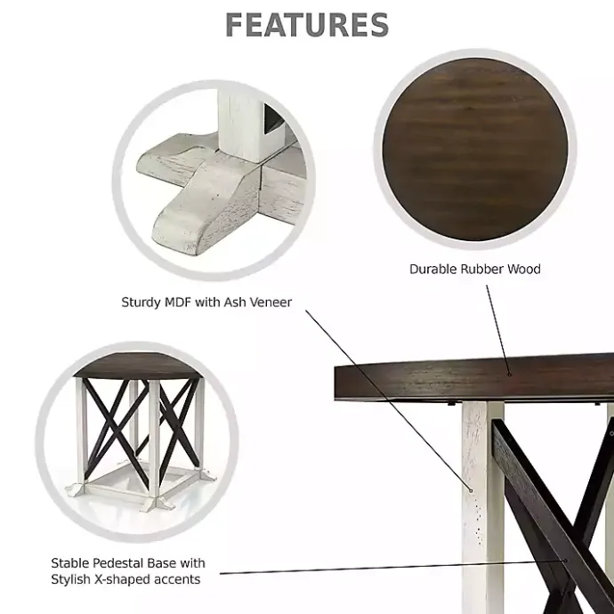 Best Kirklands Home Rustic White & Oak Wood Round Dining Table Brown