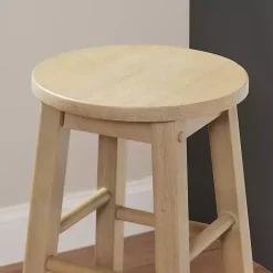 Hot Kirklands Home Rustic Wood Pub Classic Backless Bar Stool Tan