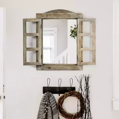 Outlet Kirklands Home Rustic Wooden Dual Window Shutter Wall Mirror