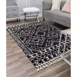 Outlet Kirklands Home Sable and White Moon Accent Rug, 2x8 Black