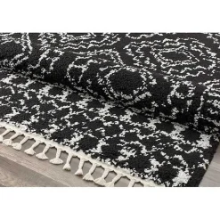 Outlet Kirklands Home Sable and White Moon Accent Rug, 2x8 Black