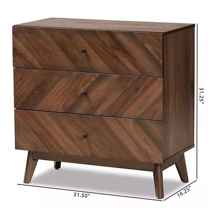 Online Kirklands Home Sabrina Walnut Wood 3-Drawer Chest