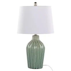 Discount Kirklands Home Sage Ceramic Chevron Table Lamps, Set of 2 White