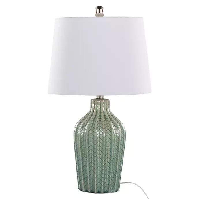 Discount Kirklands Home Sage Ceramic Chevron Table Lamps, Set of 2 White