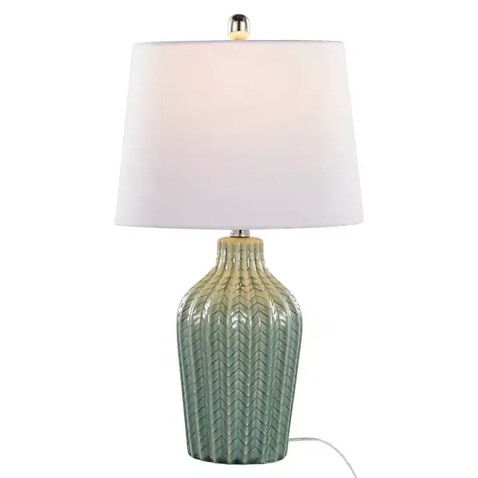 Discount Kirklands Home Sage Ceramic Chevron Table Lamps, Set of 2 White