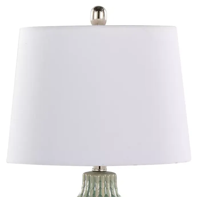 Discount Kirklands Home Sage Ceramic Chevron Table Lamps, Set of 2 White
