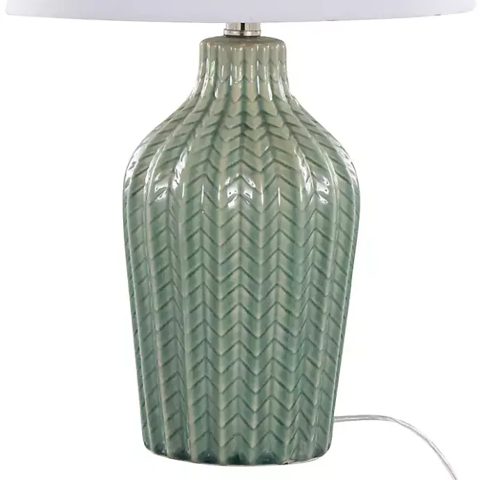 Discount Kirklands Home Sage Ceramic Chevron Table Lamps, Set of 2 White