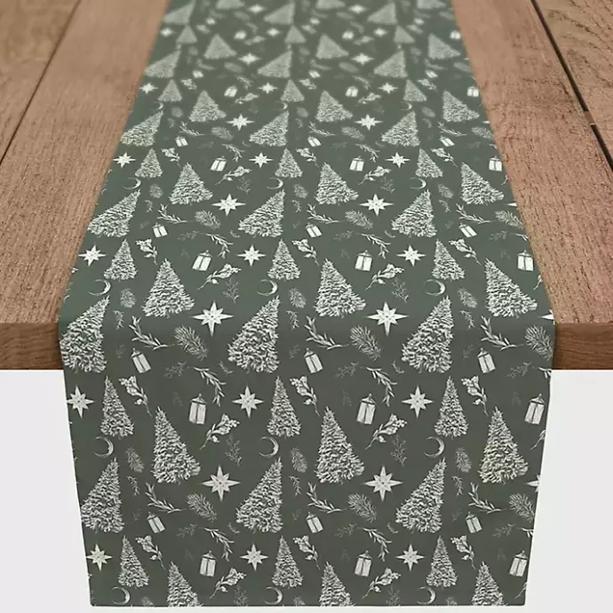 Online Kirklands Home Sage Christmas Trees Table Runner