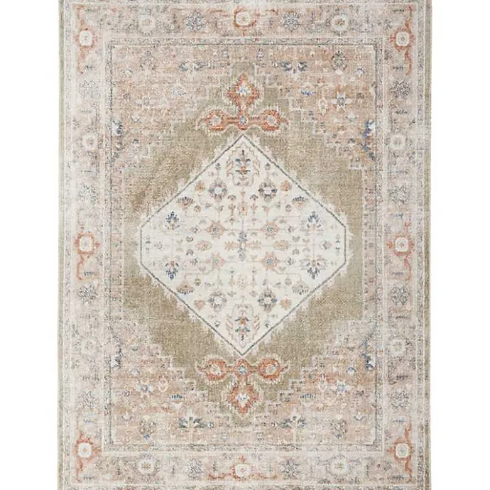 Best Kirklands Home Sage Distressed Medallion Washable Area Rug, 5x7