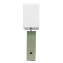 Outlet Kirklands Home Sage Leather Charging Table Lamp Green