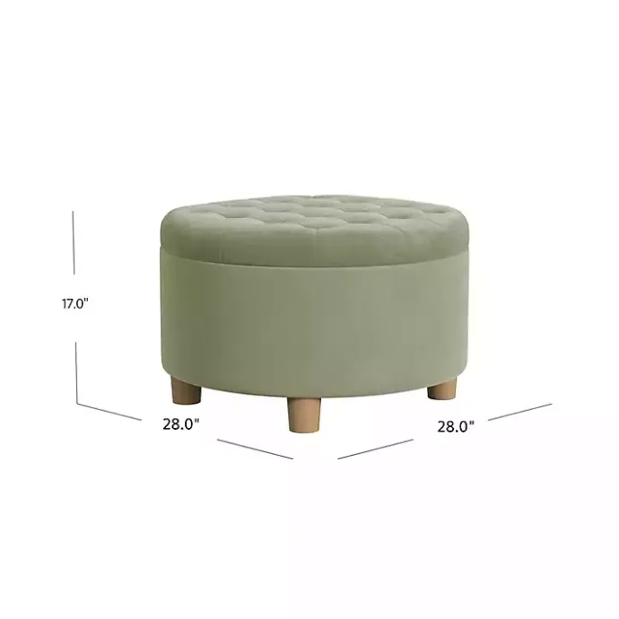 Best Kirklands Home Sage Round Velvet Tufted Storage Ottoman Green