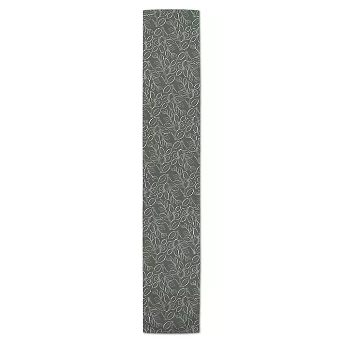 New Kirklands Home Sage Leaves Table Runner, 90 in. Green