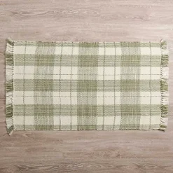 Kirklands Home Sage Plaid Leland Scatter Rug Green