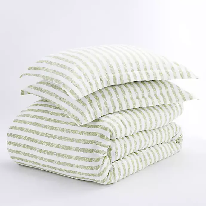 New Kirklands Home Sage Rugged Stripes Puffed King 3-pc. Duvet Set