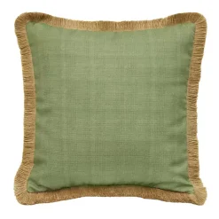 Online Kirklands Home Sage Textured Jute Trim Outdoor Pillow Green
