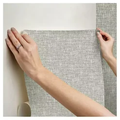 New Kirklands Home Sage Textured Poplin Peel & Stick Wallpaper Green