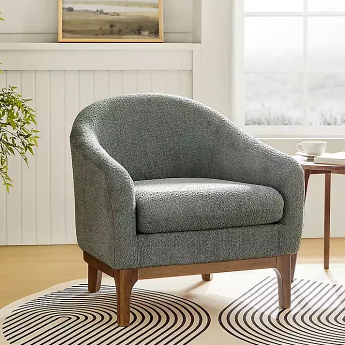 Outlet Kirklands Home Sage Wool Upholstered Joan Barrel Accent Chair Green