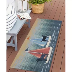 Discount Kirklands Home Sailboat Dogs Indoor/Outdoor Runner, 1x4 Blue