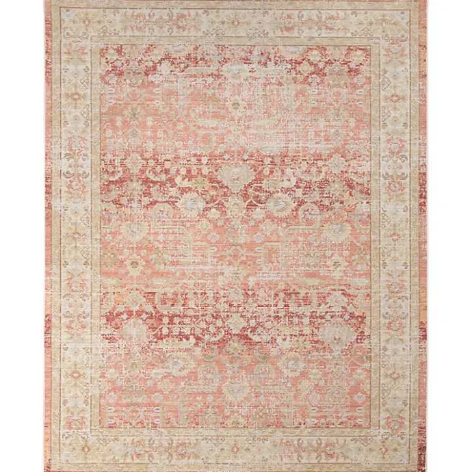 Online Kirklands Home Salmon Vintage Border Area Rug