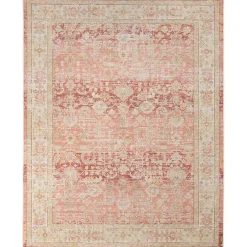 Kirklands Home Salmon Vintage Border Area Rug, 5x7 Pink