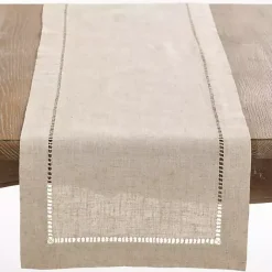 Hot Kirklands Home Sand Beige Hemstitch Border Table Runner Tan