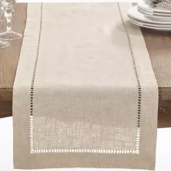 Hot Kirklands Home Sand Beige Hemstitch Border Table Runner Tan