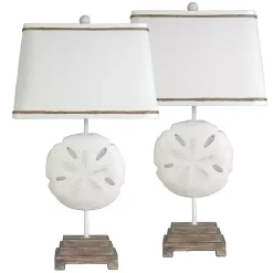 Kirklands Home Sand Dollar Table Lamps, Set of 2 White