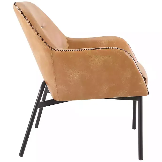 Kirklands Home Sand Faux Leather Scoop Accent Chair Tan