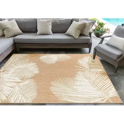 Kirklands Home Sand Forest Leaf Indoor/Outdoor Area Rug, 4x7