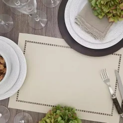 Discount Kirklands Home Sand Laser-Cut Hemstitch Placemats, Set of 4 Ivory