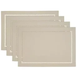 Discount Kirklands Home Sand Laser-Cut Hemstitch Placemats, Set of 4 Ivory