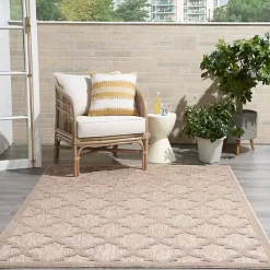 Clearance Kirklands Home Sandstone Natural Trellis Outdoor Area Rug, 4x6