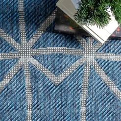 Best Kirklands Home Sanford Blue Geometric Shapes Outdoor Rug, 8x10