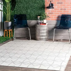 Online Kirklands Home Sanford Light Gray Geometric Outdoor Rug, 8x10