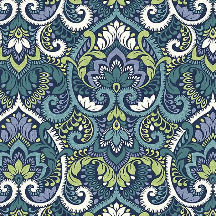 Sale Kirklands Home Sapphire Aurora Damask Luxe Outdoor Seat Cushion Blue