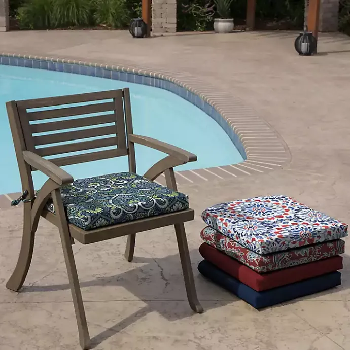 Sale Kirklands Home Sapphire Aurora Damask Luxe Outdoor Seat Cushion Blue