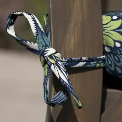 Sale Kirklands Home Sapphire Aurora Damask Luxe Outdoor Seat Cushion Blue