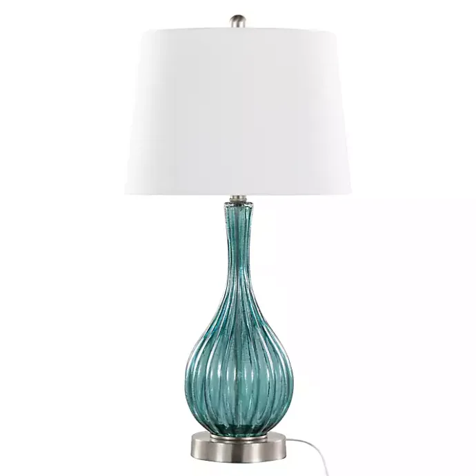 New Kirklands Home Sapphire Crackle Glass Table Lamps, Set of 2 White