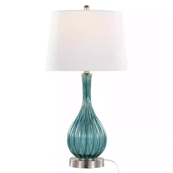 New Kirklands Home Sapphire Crackle Glass Table Lamps, Set of 2 White