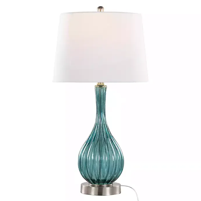 New Kirklands Home Sapphire Crackle Glass Table Lamps, Set of 2 White