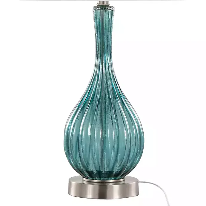 New Kirklands Home Sapphire Crackle Glass Table Lamps, Set of 2 White