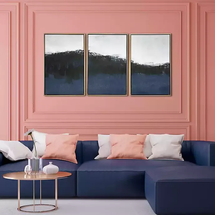 New Kirklands Home Sapphire Framed Canvas Art Prints, Set of 3
