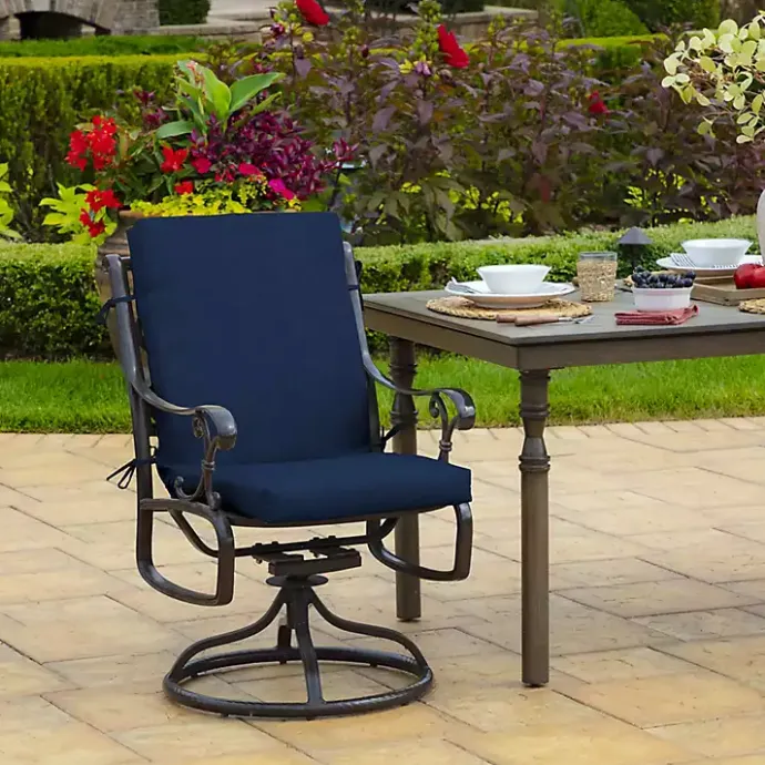 Sale Kirklands Home Sapphire Leala Luxe Outdoor Dining Chair Cushion Blue